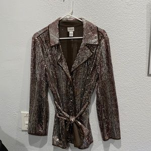 Chico’s brown sequin lightweight blazer